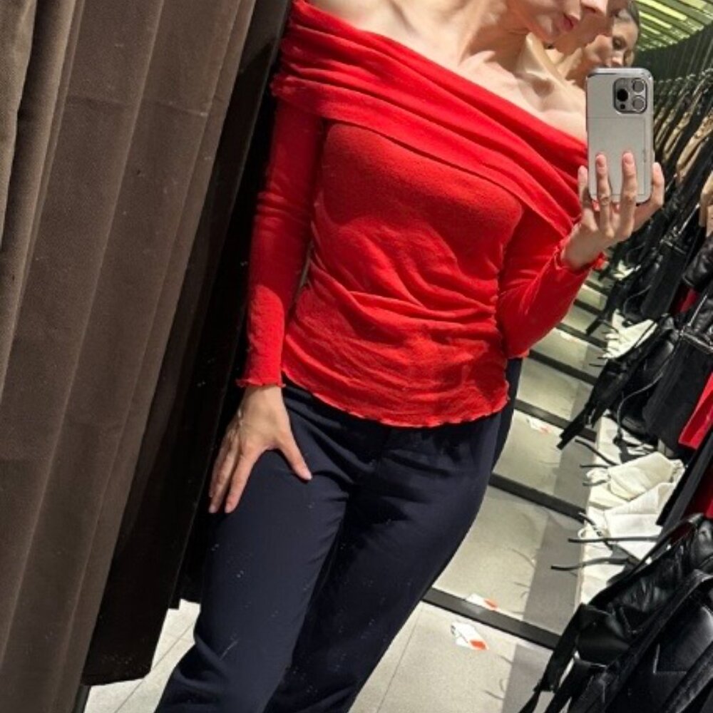 Zara ruched off the shoulder cotton top - S - like new